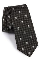 Men's Alexander Mcqueen Metallic Skull Silk Blend Tie, Size - Black