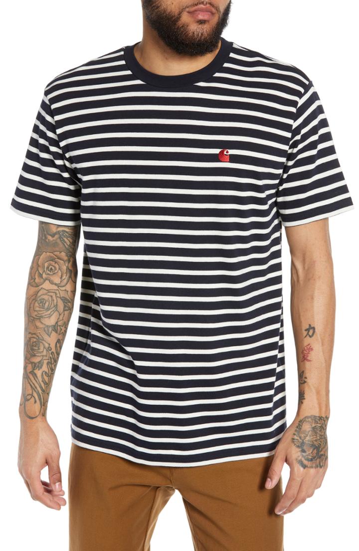 Men's Carhartt Work In Progress Robie Stripe Ringer T-shirt - Blue