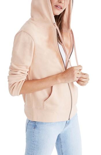 Women's Madewell Embroidered Rainbow Zip Hoodie, Size - Pink