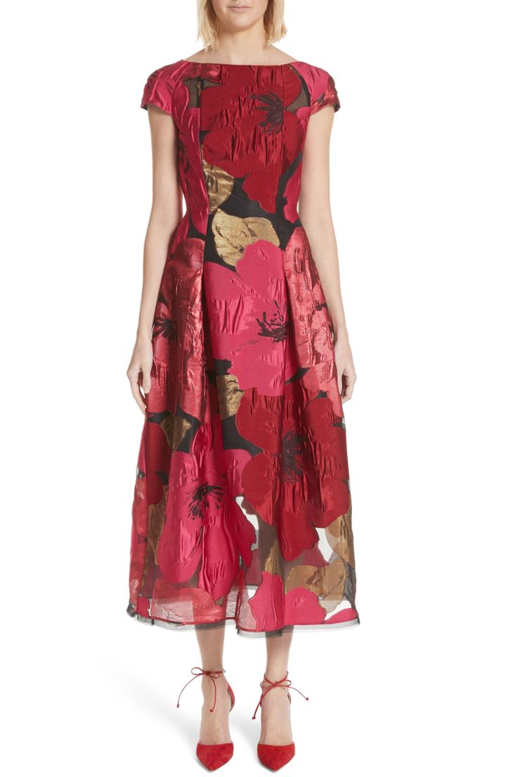 Women's Talbot Runhof Poppy Organza Jacquard Dress