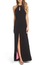 Women's Sequin Hearts Jersey Gown - Black