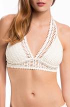 Women's Robin Piccone 'sophia' Crochet Halter Bikini Top - Ivory