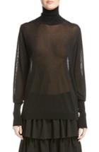 Women's Simone Rocha Sheer Mock Neck Sweater - Black
