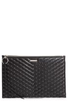 Rebecca Minkoff Edie Large Quilted Leather Clutch - Black