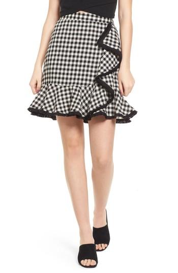 Women's Moon River Ruffle Trim Gingham Skirt - Black