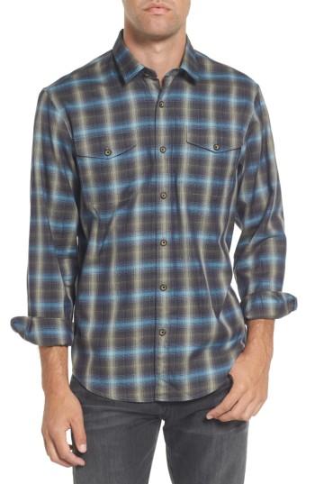 Men's Coastaoro Walnut Plaid Garment Washed Flannel Shirt - Green