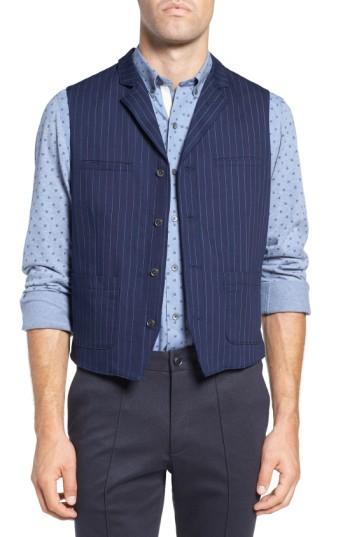Men's W.r.k Windsor Pinstripe Cotton Twill Vest, Size - Blue