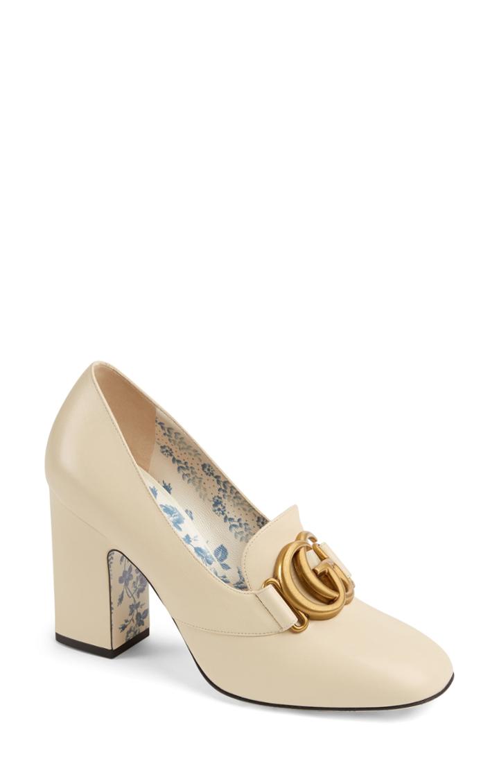 Women's Gucci Victoire Block Heel Pump Us / 34eu - White
