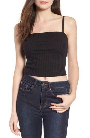 Women's Bp. Square Neck Ribbed Crop Tank Top, Size - Black
