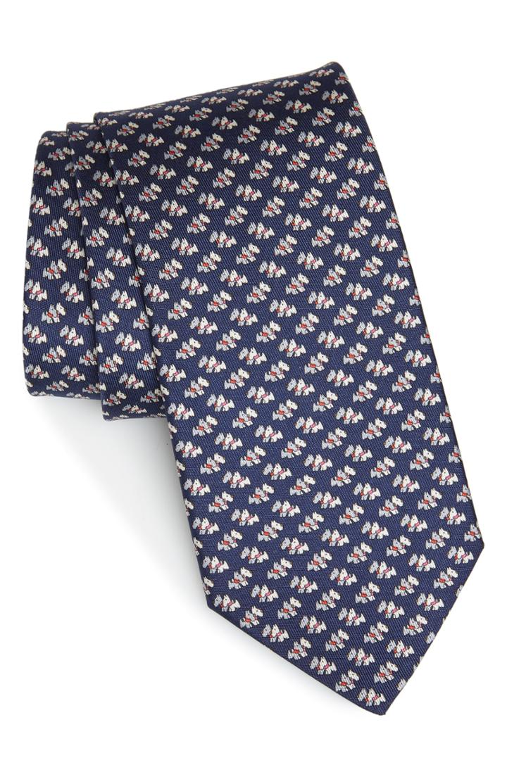 Men's Salvatore Ferragamo Gemello Print Silk Tie, Size - Blue