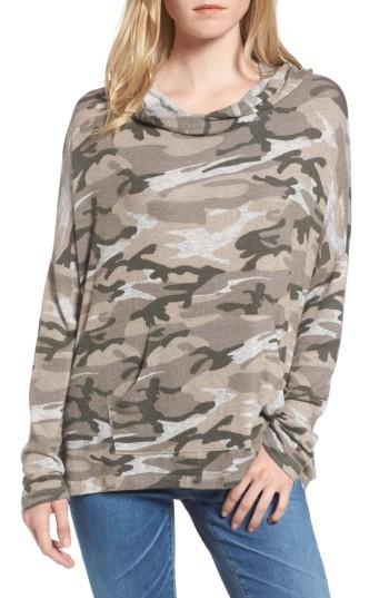 Women's Sundry Draped Camo Hoodie - Green