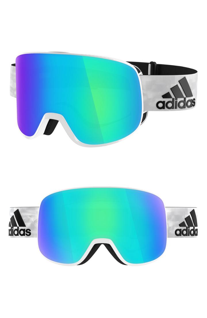 Women's Adidas Progressor C Mirrored Spherical Snowsports Goggles - Shiny White/ Blue