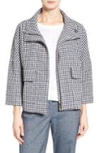 Women's Nordstrom Collection Check Funnel Neck Swing Jacket