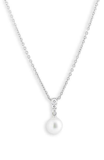 Women's Mikimoto 'morning Dew' Akoya Cultured Pearl & Diamond Pendant Necklace