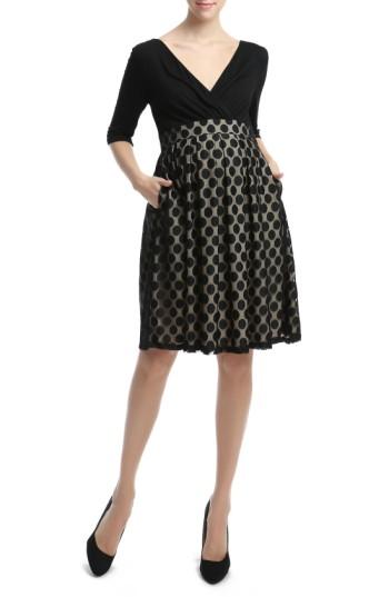 Women's Kimi And Kai 'liliana' Polka Dot Lace Maternity Dress - Beige