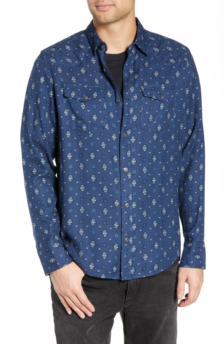 Men's Treasure & Bond Regular Fit Paisley Western Shirt - Blue