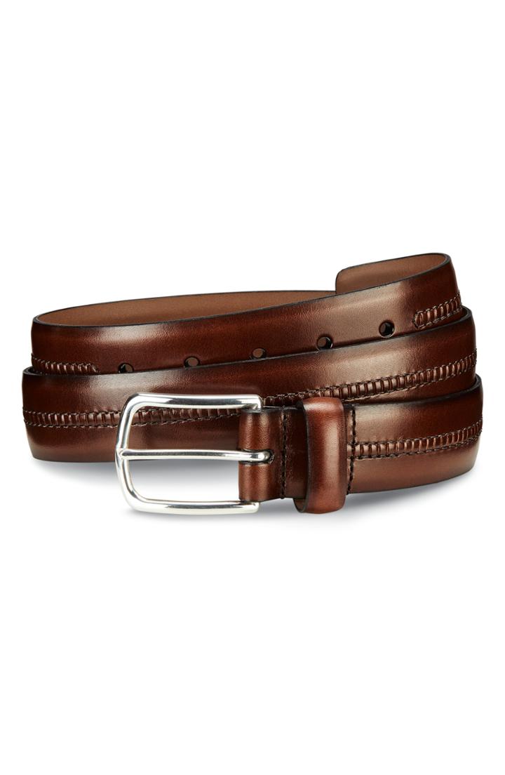 Men's Allen Edmonds Cambridge Ave Leather Belt - Brown Burnished