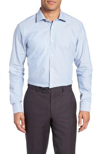 Men's Ted Baker London Forestr Trim Fit Geometric Dress Shirt 34/35 - Blue