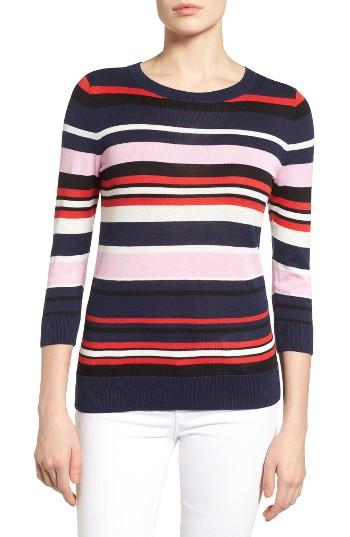 Petite Women's Halogen Cotton Blend Pullover P - Blue