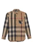 Men's Burberry Thornaby Slim Fit Plaid Sportshirt, Size - Beige