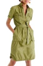 Women's J.crew Ruffle Hem Utility Shirtdress - Green