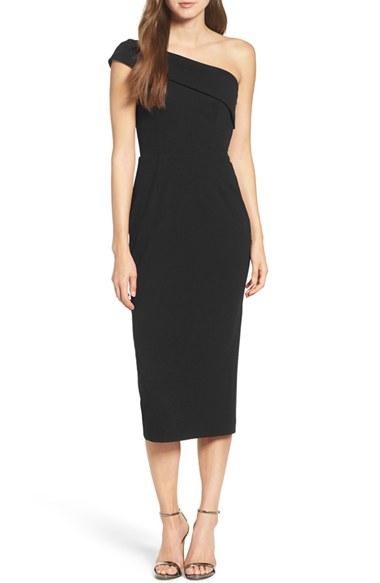 Women's Katie May One-shoulder Midi Sheath Dress - Black