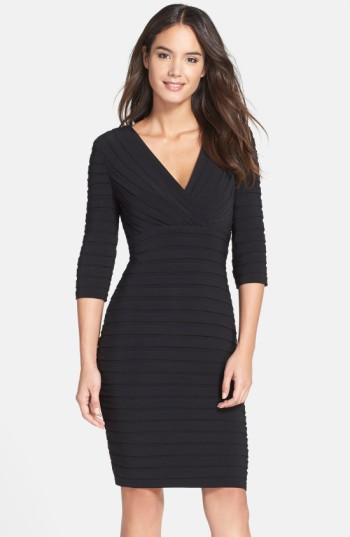 Women's Adrianna Papell Pleated Jersey Sheath Dress - Black