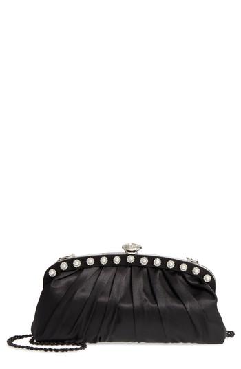 Nina Aubra Pleated Satin Frame Clutch -