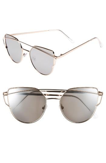 Women's Bp. 51mm Thin Brow Angular Aviator Sunglasses - Gold/ Silver