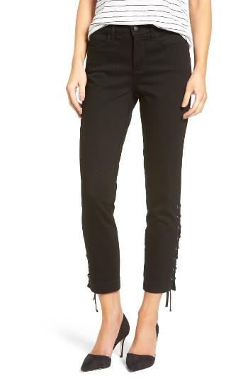 Women's Nydj Lace-up Stretch Ankle Pants - Black