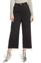 Women's Topshop Wide Leg Crop Jeans W X 30l (fits Like 28-29w) - Black