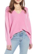 Women's Something Navy Slouchy Sweater - Pink