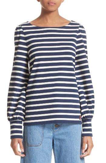 Women's Marc Jacobs Reverse Breton Stripe Bell Sleeve Top
