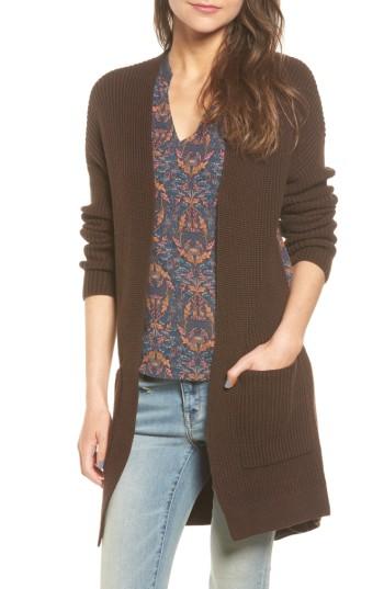 Women's Hinge Cross Back Longline Cardigan - Brown
