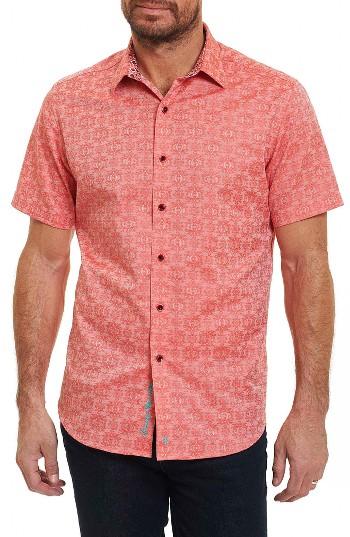 Men's Robert Graham Cullen Fit Sport Shirt, Size Small - Coral