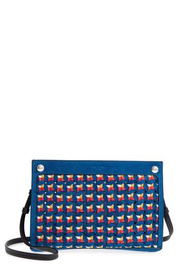 Rag & Bone Compass Woven Suede & Leather Crossbody Bag - Blue