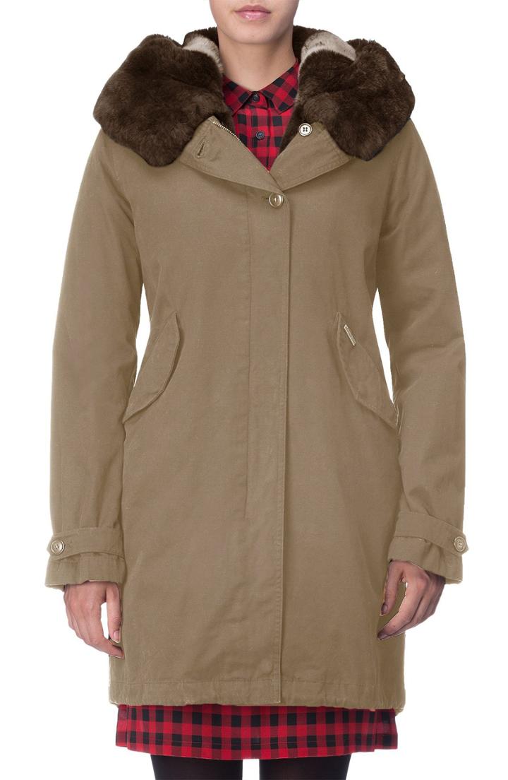 Women's Woolrich Literary Rex Parka With Genuine Rabbit Fur Trim And Detachable Liner