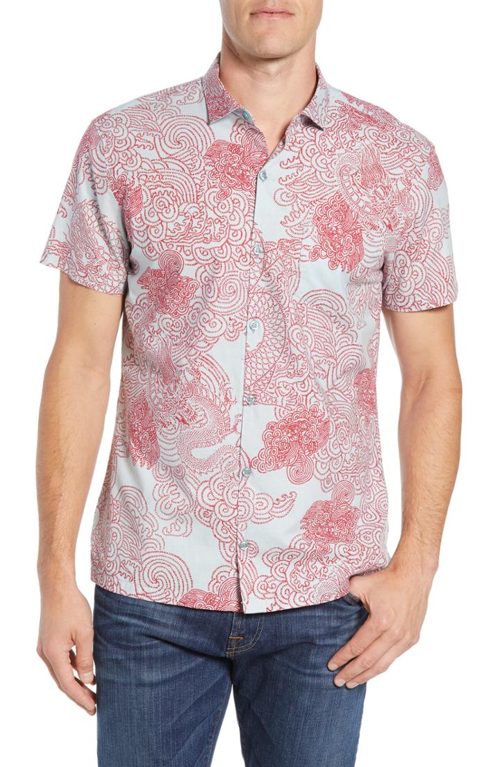 Men's Tori Richard Enter Dragon Trim Fit Sport Shirt, Size - Blue