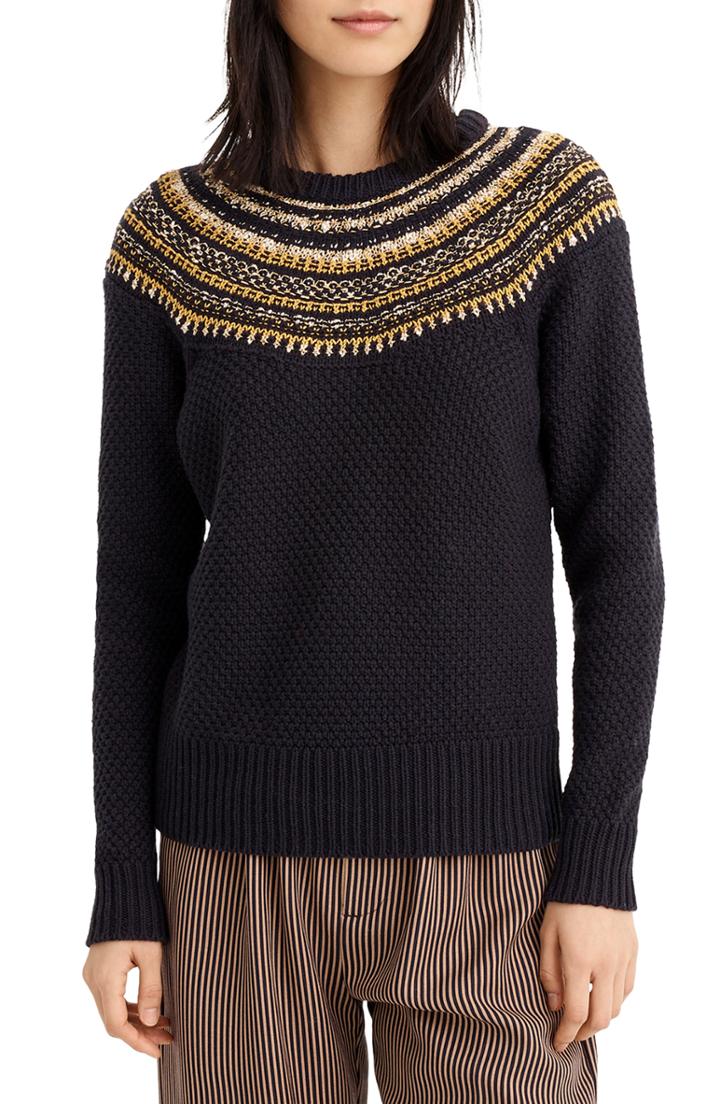 Women's The Reeds X J.crew Sparkly Fair Isle Sweater, Size - Blue