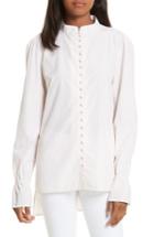 Women's Frame Ruffle Cuff Cotton Shirt - Pink