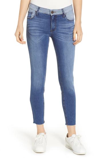 Women's Sts Blue Contrast Waistband Crop Skinny Jeans - Blue