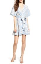 Women's Moon River Floral Print Wrap Dress - Blue