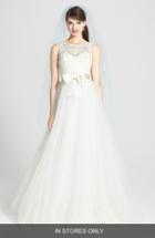 Women's Amsale 'quinn' French Lace Illusion Bodice Tulle Wedding Dress