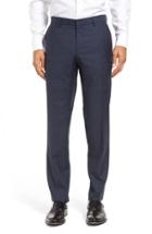 Men's Boss Genesis Flat Front Check Wool Trousers R - Blue/green