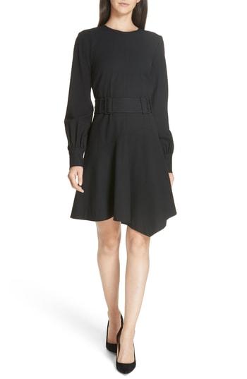 Women's Derek Lam 10 Crosby Belted Asymmetrical Dress - Black