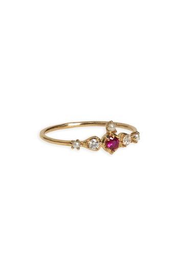 Women's Sofia Zakia Shalimar Ruby, Diamond & Freshwater Pearl Ring