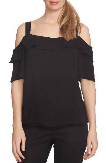 Women's Cece Ruffle Cold Shoulder Blouse - Black