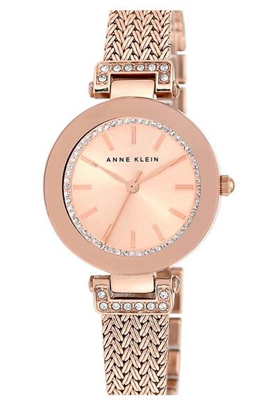 Women's Anne Klein Crystal Accent Mesh Strap Watch, 30mm
