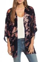 Women's Hinge Burnout Floral Velvet Kimono, Size - Blue