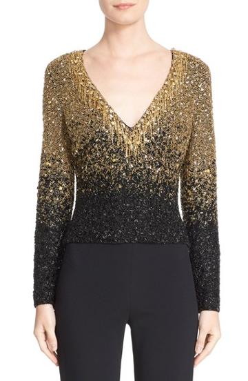 Women's Badgley Mischka Couture Beaded V-neck Top